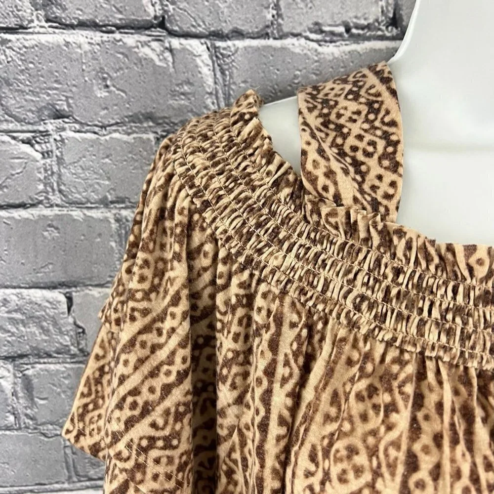 Chico's Size 2 Tribal Swirls Cold-Shoulder Top L 12 - Picture 7 of 12